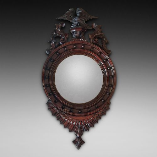 Regency Mahogany Convex Mirror