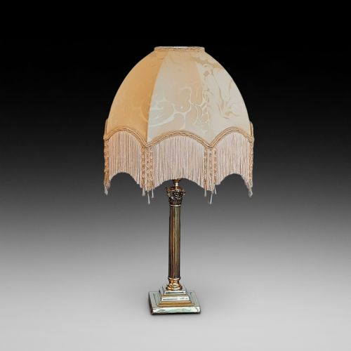 Edwardian Brass Corinthian Column Table Lamp
