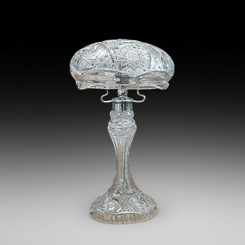 Early 20thc Crystal Mushroom Table Lamp and Shade