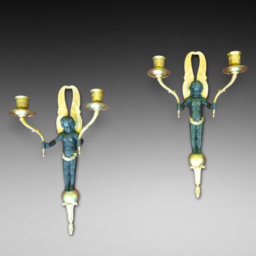 Pair of Late 19thc Gilt Bronze Sconces