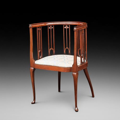 Edwardian Mahogany Frame Tub Armchair