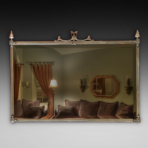 1930'S Art Deco Influenced Brass Framed Wall Mirror