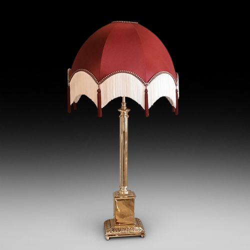 Early 20thc Pressed Brass Table Lamp