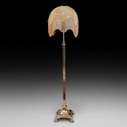 Edwardian Adam Style Brass Adjustable Standard Lamp