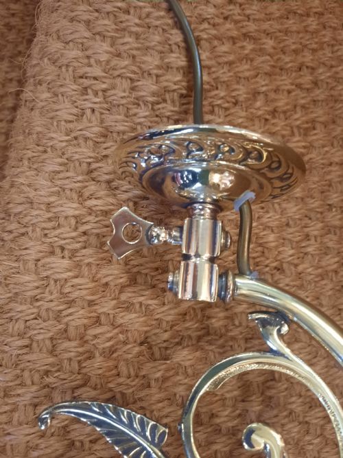 PAIR OF ART NOUVEAU BRASS AND CRANBERRY WALL LIGHTS - ADDITIONAL PHOTO 3