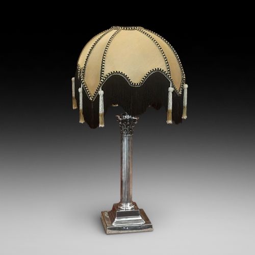 Edwardian Silver Plated Corinthian Column Lamp