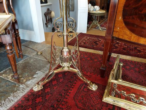 LATE VICTORIAN BRASS AND COPPER BRASS EXTENDING STANDARD OIL LAMP - ADDITIONAL PHOTO 1