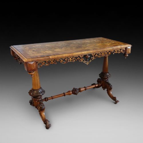 Mid Victorian Walnut Marquetry Centre Table