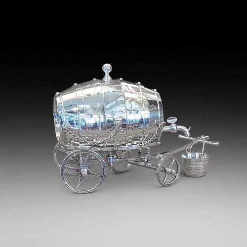 Late Victorian Silver Plate Novelty Brandey Barrel
