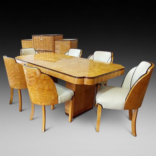 Art Deco Birds Eye Maple Dining Room Suite by Harry & Lou Epstein