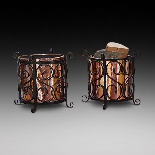 Pair of Arts and Crafts Copper and Cast Iron Planters