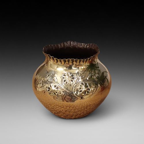 Victorian Floral Embossed Brass Planter
