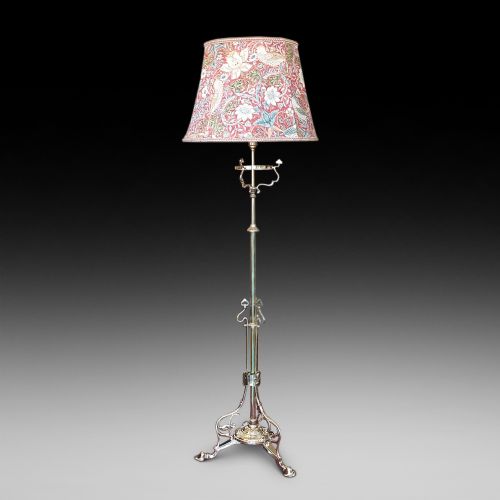 Art Nouveau Brass Adjustable Standard Oil Lamp