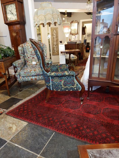VICTORIAN MAHOGANY SCROLL FRAME ARMCHAIR - ADDITIONAL PHOTO 7
