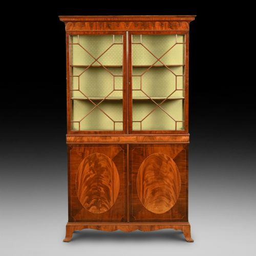 Edwardian Mahogany Display Bookcase Cabinet