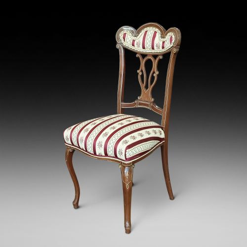 Late Victorian Bone Inlaid Mahogany Salon Chair