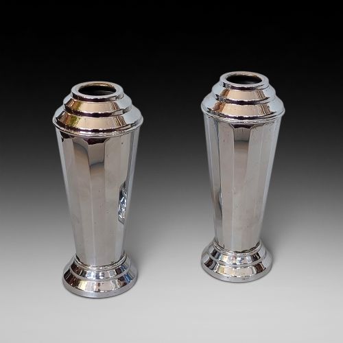 Pair of Art Deco Chrome Bud Vases