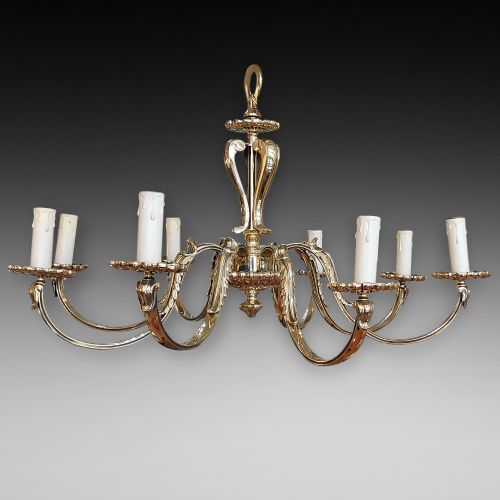 1920'S Eight Branch Brass Chandelier