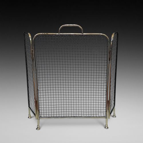 Edwardian Brass and Wire Fire Spark Guard
