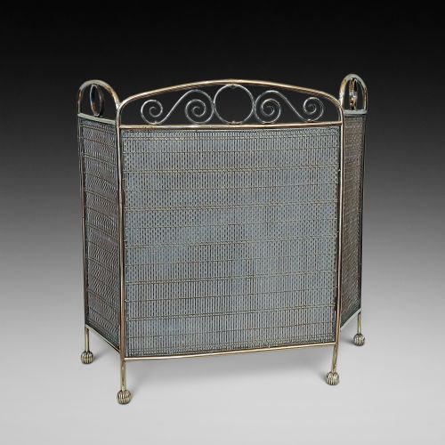 Edwardian Brass and Wire Fire Spark Guard
