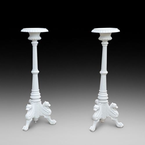 Pair of Victorian Cast Iron Torcheres