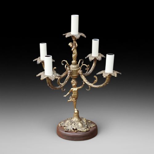 Early 20thc Brass 5 Arm Table Lamp