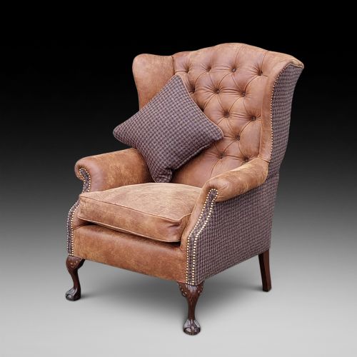 Late 19thc Mahogany French Wing Arm Chair
