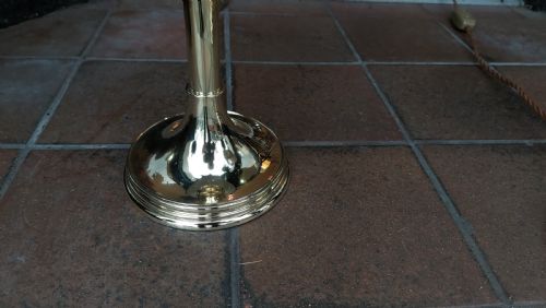PAIR OF VICTORIAN BRASS ECCLESIASTIC GOTHIC STYLE CANDLESTANDS - ADDITIONAL PHOTO 1