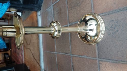 PAIR OF VICTORIAN BRASS ECCLESIASTIC GOTHIC STYLE CANDLESTANDS - ADDITIONAL PHOTO 3
