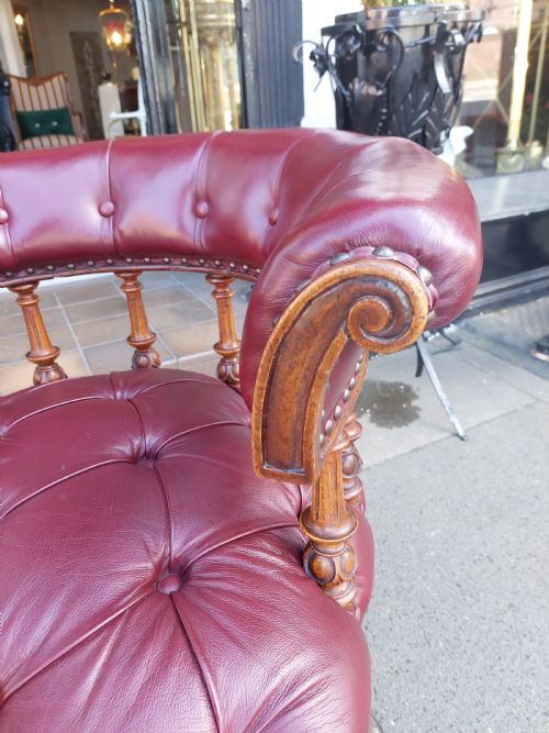 VICTORIAN MAHOGANY CAPTAIN'S DESK CHAIR - ADDITIONAL PHOTO 5