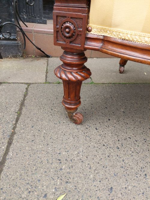 VICTORIAN WALNUT LOW ARM CHAIR - ADDITIONAL PHOTO 4