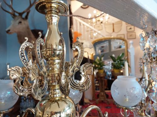 EARLY 20THC DUTCH BRASS 8 ARM CHANDELIER - ADDITIONAL PHOTO 6