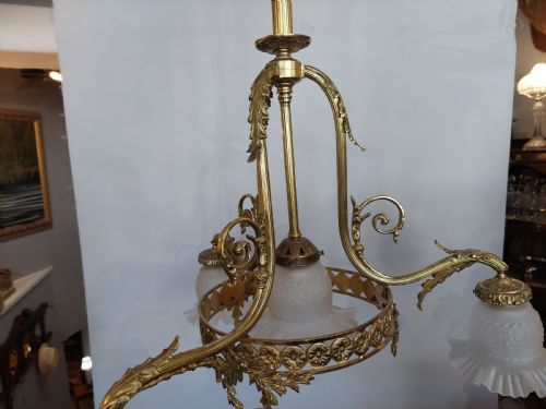 EARLY 20THC FRENCH CAST BRASS CHANDELIER - ADDITIONAL PHOTO 2