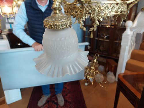 EARLY 20THC FRENCH CAST BRASS CHANDELIER - ADDITIONAL PHOTO 6