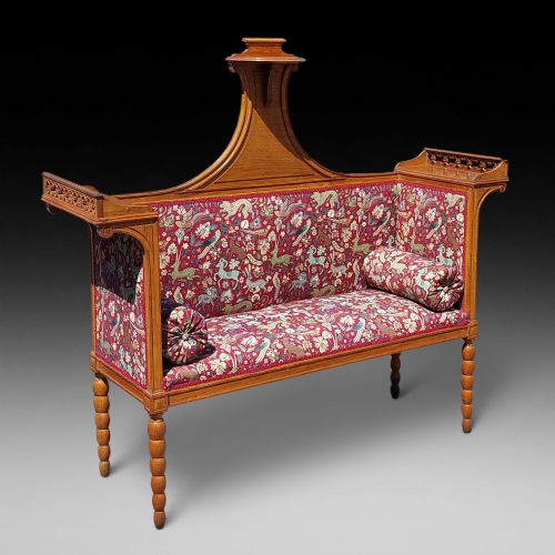 Late 19thc Arts and Crafts Oak Window Seat