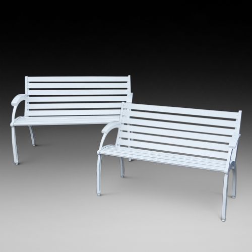 Pair of Art Deco Cast Iron Framed Garden Benches