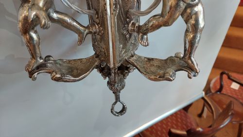 MID 19THC SILVER PLATED CEILING CANDLE LIGHT FITTING - ADDITIONAL PHOTO 2