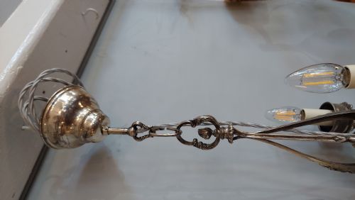 MID 19THC SILVER PLATED CEILING CANDLE LIGHT FITTING - ADDITIONAL PHOTO 5
