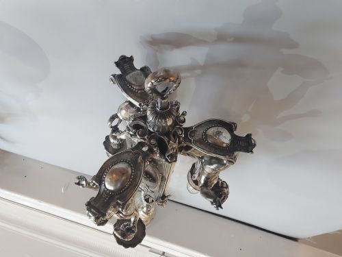MID 19THC SILVER PLATED CEILING CANDLE LIGHT FITTING - ADDITIONAL PHOTO 8