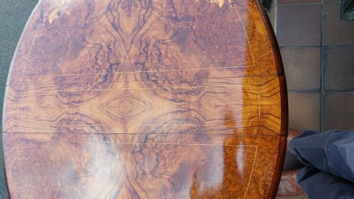 VICTORIAN WALNUT MARQUETRY INLAID SUTHERLAND TABLE - ADDITIONAL PHOTO 9