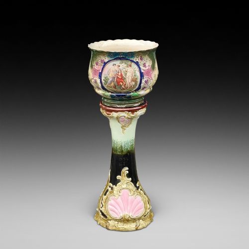 Victorian Staffordshire Pottery Jardiniere on Majolica Stand