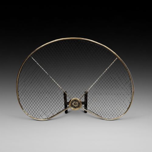 19thc Fan Shaped Brass Fire Spark Guard