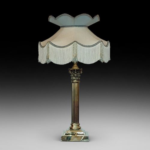 Edwardian Brass Corinthian Column Table Lamp