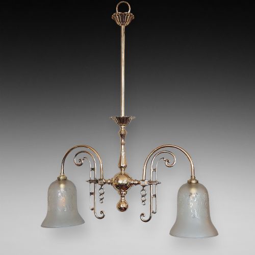 Edwardian Brass Twin Branch Lantern