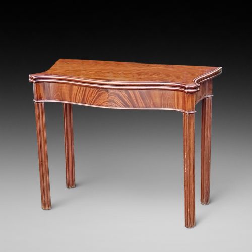 George II Figured Mahogany Card Table with Fold Over Top