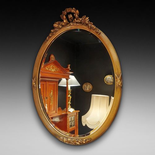 Early 20thc Adam Style Gilt Wood Oval Wall Mirror