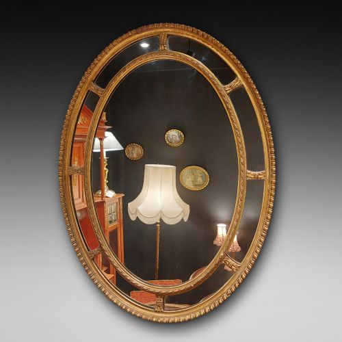 Victorian Giltwood & Gesso Oval Wall Mirror