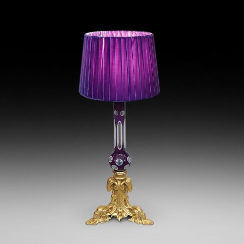 Early 20thc Gilt Bronze and Murano Glass Table Lamp