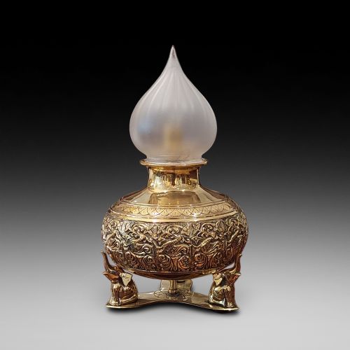 Indian Embossed Brass Table Lamp