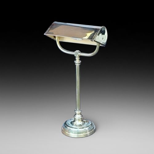 Early 20thc Hooded Brass Desk Lamp